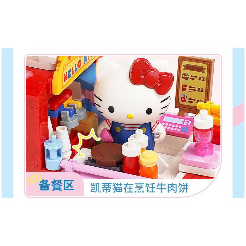 KEEPPLEY K20848 20848 SANRIO XE TẢI BURGER HELLO KITTY CHÓ PACHA bộ đồ chơi xếp lắp ráp ghép mô hình Movie & Game SANRIO CHARACTERS Phim Và Trò Chơi 340 khối