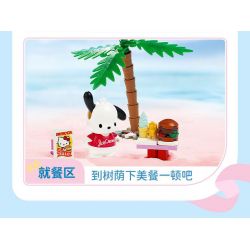 KEEPPLEY K20848 20848 SANRIO XE TẢI BURGER HELLO KITTY CHÓ PACHA bộ đồ chơi xếp lắp ráp ghép mô hình Movie & Game SANRIO CHARACTERS Phim Và Trò Chơi 340 khối