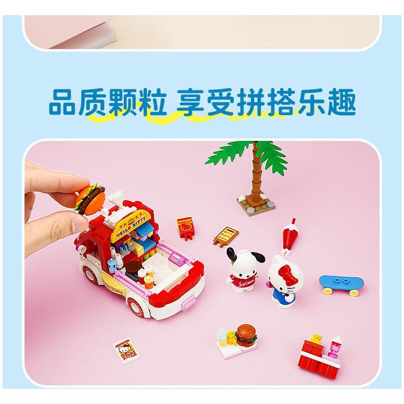 KEEPPLEY K20848 20848 SANRIO XE TẢI BURGER HELLO KITTY CHÓ PACHA bộ đồ chơi xếp lắp ráp ghép mô hình Movie & Game SANRIO CHARACTERS Phim Và Trò Chơi 340 khối