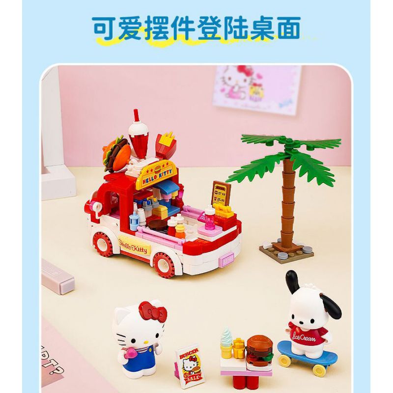 KEEPPLEY K20848 20848 SANRIO XE TẢI BURGER HELLO KITTY CHÓ PACHA bộ đồ chơi xếp lắp ráp ghép mô hình Movie & Game SANRIO CHARACTERS Phim Và Trò Chơi 340 khối