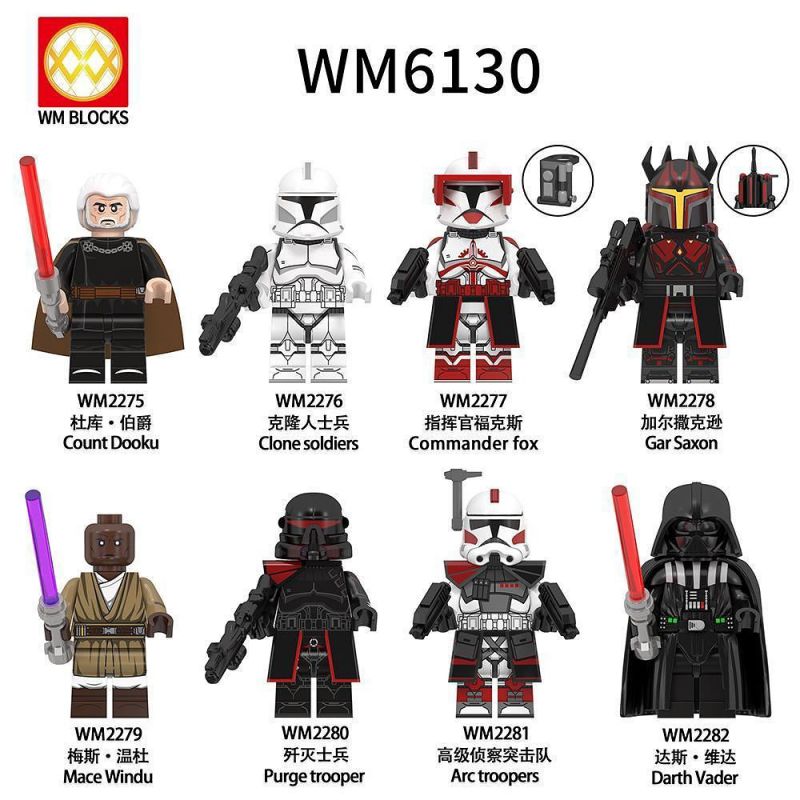 WM 6130 2275 2276 2277 2278 2279 2280 2281 2282 non Lego NHÂN VẬT NHỎ TRONG STAR WARS 8 KIỂU bộ đồ chơi xếp lắp ráp ghép mô hình Chiến Tranh Giữa Các Vì Sao