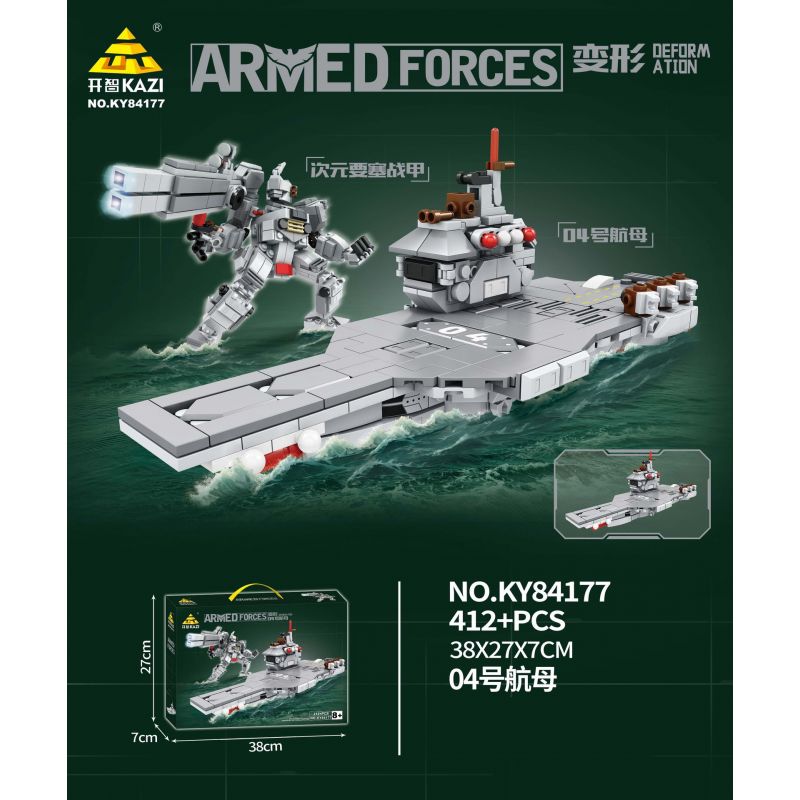 Kazi KY84177 84177 non Lego MECHA BIẾN HÌNH TÀU SÂN BAY SỐ 04 GIÁP PHÁO ĐÀI KÍCH THƯỚC bộ đồ chơi xếp lắp ráp ghép mô hình Military Army ARMED FORCES Quân Sự Bộ Đội 412 khối