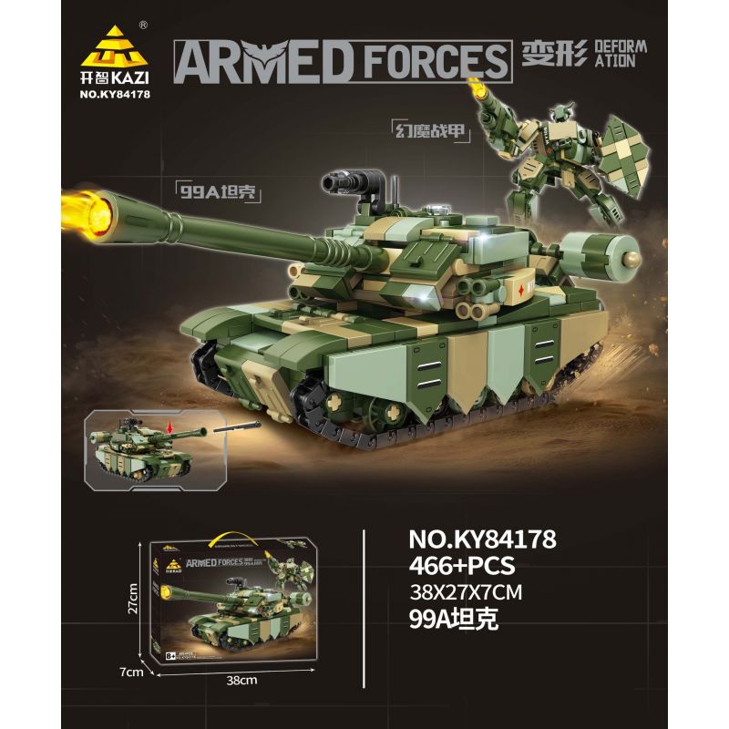 Kazi KY84178 84178 non Lego MECHA BIẾN HÌNH XE TĂNG 99A GIÁP PHANTOM bộ đồ chơi xếp lắp ráp ghép mô hình Military Army ARMED FORCES Quân Sự Bộ Đội 466 khối