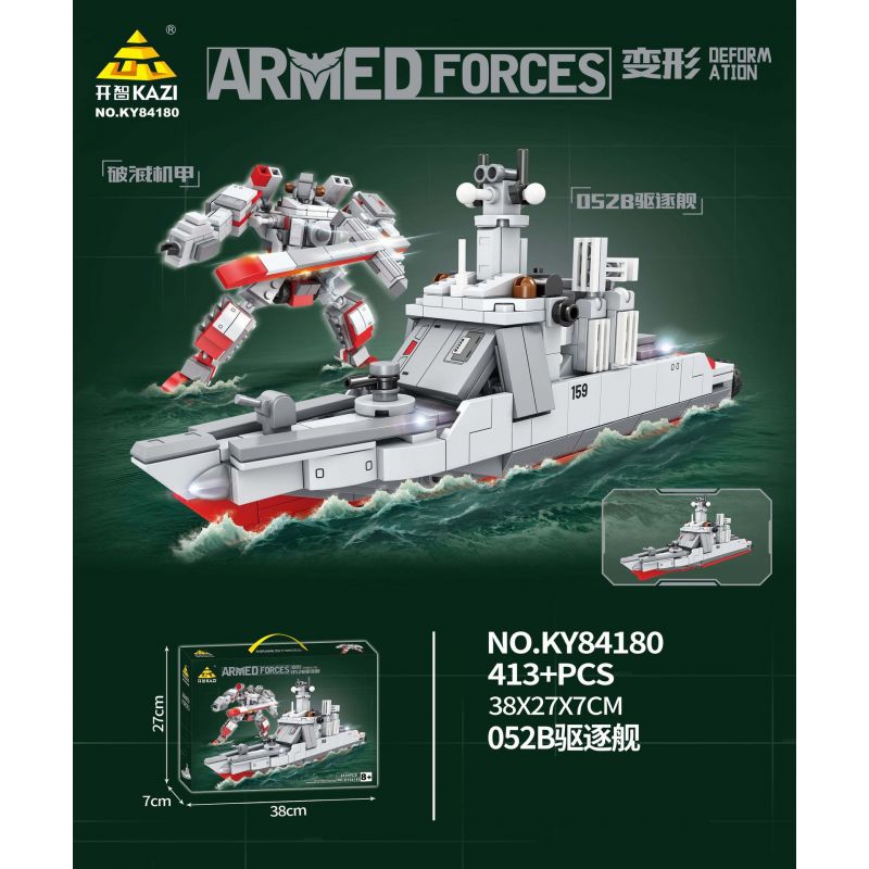 Kazi KY84180 84180 non Lego MECHA BIẾN HÌNH KẺ HỦY DIỆT 052B bộ đồ chơi xếp lắp ráp ghép mô hình Military Army ARMED FORCES Quân Sự Bộ Đội 413 khối