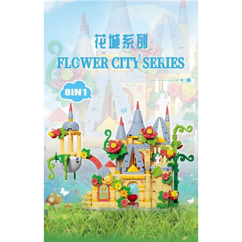 Kazi KY81136 81136 THÀNH PHỐ HOA 8 MẪU KHU VƯỜN BÍ MẬT CỔNG TƯỜNG DÂY LEO CẦU THANG UỐN LƯỢN BẬU CỬA SỔ THƠM NGÁT GÁC MÁI LÃNG MẠN bộ đồ chơi xếp lắp ráp ghép mô hình FLOWER CITY SERIES 418 khối