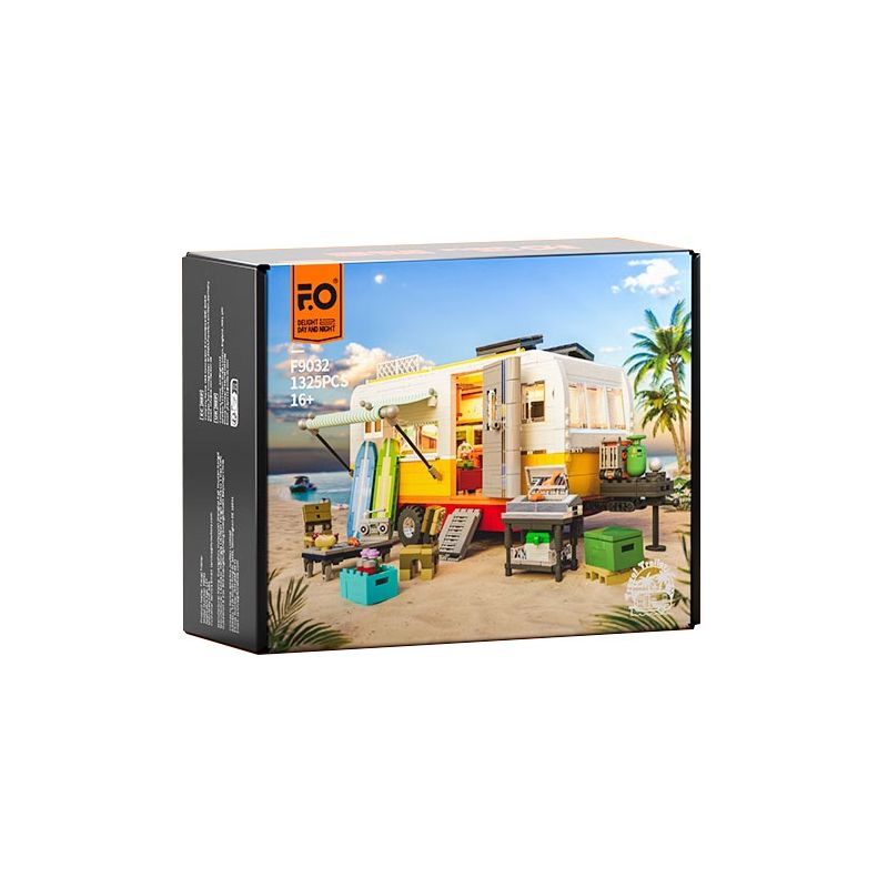 FUNWHOLE F9032 9032 non Lego RV BÃI BIỂN bộ đồ chơi xếp lắp ráp ghép mô hình Creator TRAVEL TRAILER Sáng Tạo 1325 khối