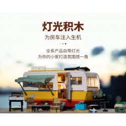 LUMIBRICKS FUNWHOLE F9032 9032 RV BÃI BIỂN bộ đồ chơi xếp lắp ráp ghép mô hình Creator TRAVEL TRAILER Sáng Tạo 1325 khối