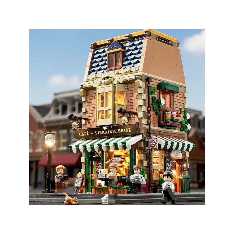 FUNWHOLE F9031 9031 non Lego HIỆU SÁCH CÀ PHÊ bộ đồ chơi xếp lắp ráp ghép mô hình Creator COFFEE BOOKSTORE Sáng Tạo 1718 khối