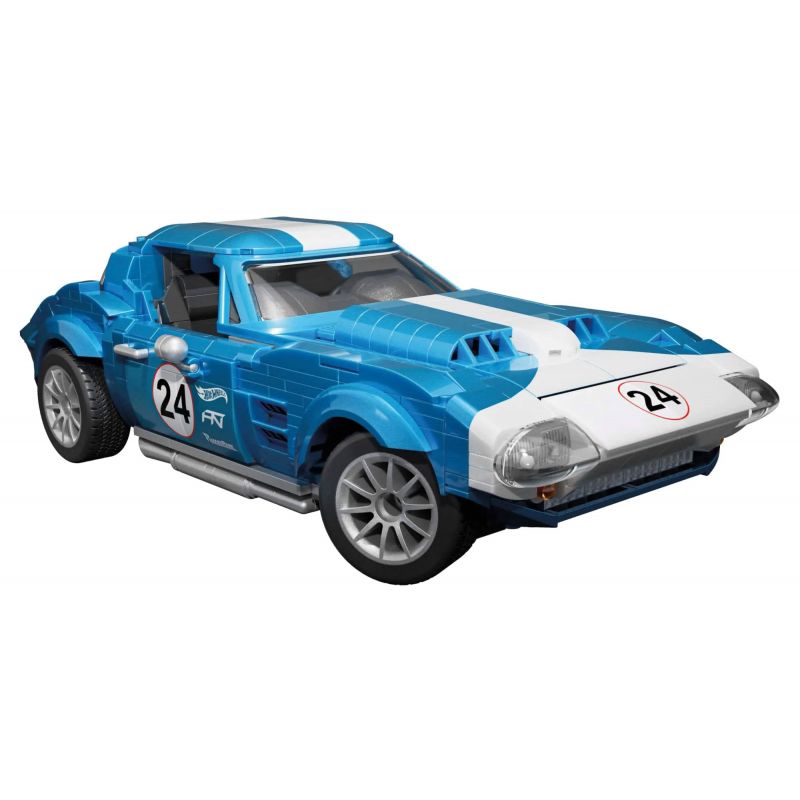 MEGA BLOKS HWW23 non Lego HOT WHEELS CORVETTE GRAND SPORT bộ đồ chơi xếp lắp ráp ghép mô hình Creator HOT WHEELS 63 CORVETTE GRAND SPORT RACE CAR Sáng Tạo 1060 khối