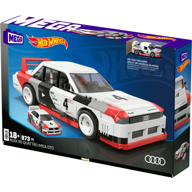 Lego Mega Bloks HRY20 Hot Wheels Audi 90 Quattro Imsa GTO Xếp hình lắp ráp ghép mô hình Hot Wheels: Audi 90 Quattro Imsa GTO