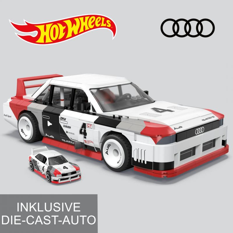 MEGA BLOKS HRY20 HOT WHEELS AUDI 90 QUATTRO IMSA GTO bộ đồ chơi xếp lắp ráp ghép mô hình Creator Sáng Tạo 973 khối