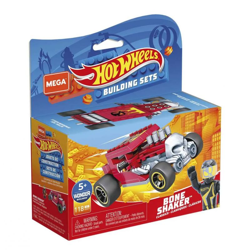 MEGA BLOKS GVM29 HOT WHEELS MÁY LẮC XƯƠNG bộ đồ chơi xếp lắp ráp ghép mô hình Speed Champions Racing Cars HOT WHEELS BONE SHAKER Đua Xe Công Thức 118 khối