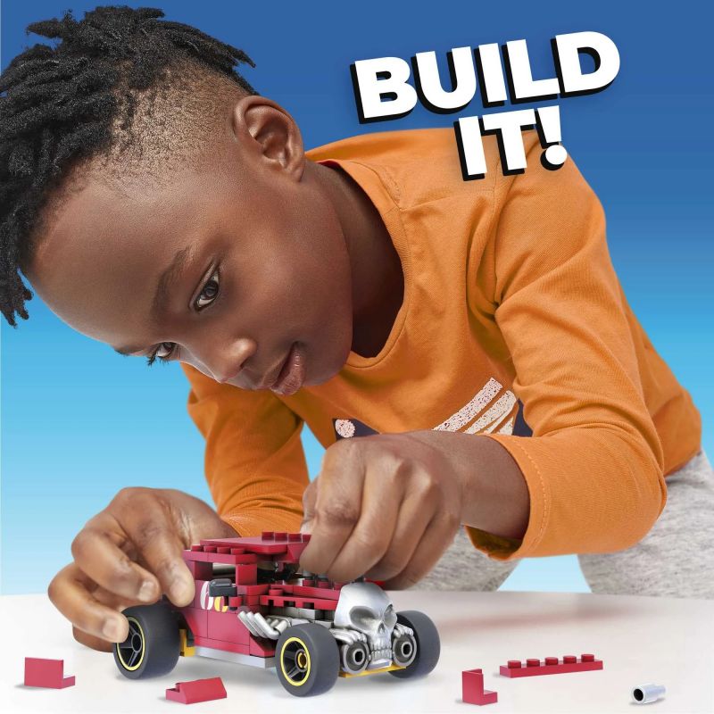 MEGA BLOKS GVM29 HOT WHEELS MÁY LẮC XƯƠNG bộ đồ chơi xếp lắp ráp ghép mô hình Speed Champions Racing Cars HOT WHEELS BONE SHAKER Đua Xe Công Thức 118 khối