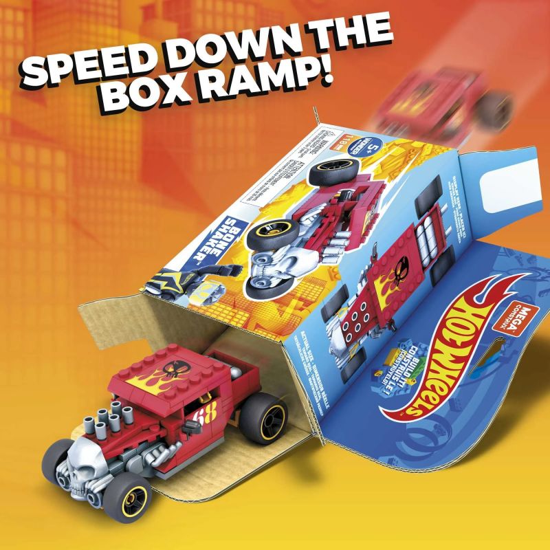 MEGA BLOKS GVM29 HOT WHEELS MÁY LẮC XƯƠNG bộ đồ chơi xếp lắp ráp ghép mô hình Speed Champions Racing Cars HOT WHEELS BONE SHAKER Đua Xe Công Thức 118 khối