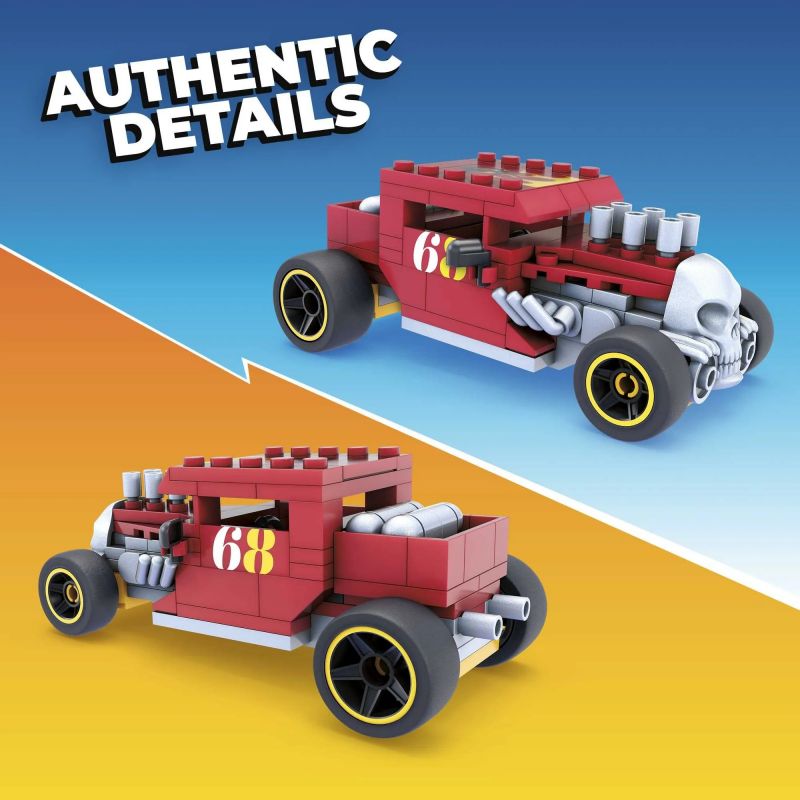 MEGA BLOKS GVM29 HOT WHEELS MÁY LẮC XƯƠNG bộ đồ chơi xếp lắp ráp ghép mô hình Speed Champions Racing Cars HOT WHEELS BONE SHAKER Đua Xe Công Thức 118 khối