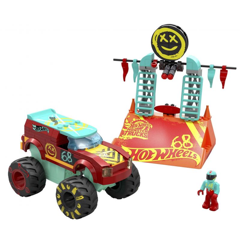 Lego Mega Bloks HNG53 Hot Wheels Demo Derby Extreme Trick Course Monster Truck Xếp hình lắp ráp ghép mô hình Hot Wheels: Demo Derby Extreme Trick Course Xe tải quái vật Xe kéo lùi