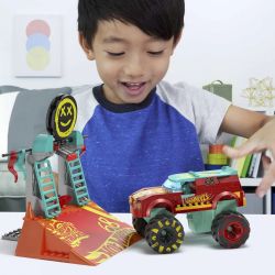 MEGA BLOKS HNG53 HOT WHEELS DEMO DERBY EXTREME TRICK COURSE XE TẢI QUÁI VẬT KÉO LÙI bộ đồ chơi xếp lắp ráp ghép mô hình Speed Champions Racing Cars HOT WHEELS DEMO DERBY EXTREME TRICK COURSE MONSTER TRUCK Đua Xe Công Thức 151 khối