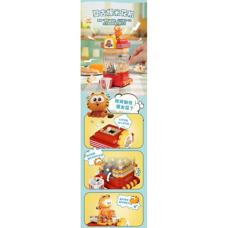 PANTASY 86812 CHIẾC MÁY THÚ VỊ CỦA GIA ĐÌNH GARFIELD PHA CÀ PHÊ HOÀI CỔ bộ đồ chơi xếp lắp ráp ghép mô hình Movie & Game GARFIELD FAMILY Phim Và Trò Chơi 300 khối