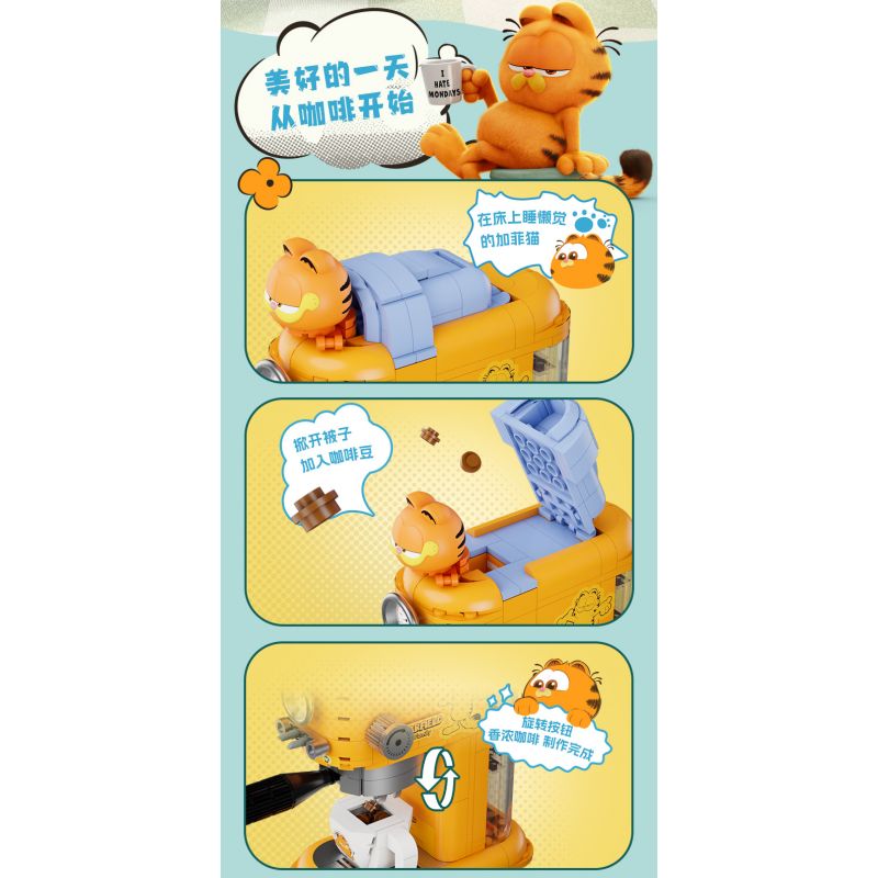 PANTASY 86812 CHIẾC MÁY THÚ VỊ CỦA GIA ĐÌNH GARFIELD PHA CÀ PHÊ HOÀI CỔ bộ đồ chơi xếp lắp ráp ghép mô hình Movie & Game GARFIELD FAMILY Phim Và Trò Chơi 300 khối