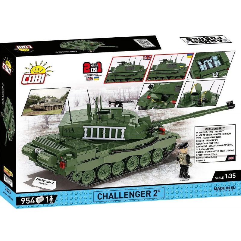 COBI 2627 XE TĂNG CHIẾN ĐẤU CHỦ LỰC CHALLENGER 2 tỷ lệ 1:35 bộ đồ chơi xếp lắp ráp ghép mô hình Military Army Quân Sự Bộ Đội 954 khối