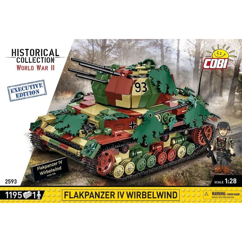 COBI 2593 XE TĂNG PHÒNG KHÔNG CYCLONE IV tỷ lệ 1:28 bộ đồ chơi xếp lắp ráp ghép mô hình Military Army FLAKPANZER IV WIRBELWIND - EXECUTIVE EDITION Quân Sự Bộ Đội 1195 khối