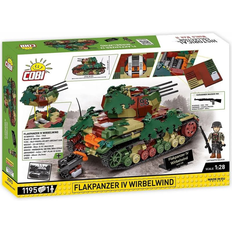 COBI 2593 XE TĂNG PHÒNG KHÔNG CYCLONE IV tỷ lệ 1:28 bộ đồ chơi xếp lắp ráp ghép mô hình Military Army FLAKPANZER IV WIRBELWIND - EXECUTIVE EDITION Quân Sự Bộ Đội 1195 khối