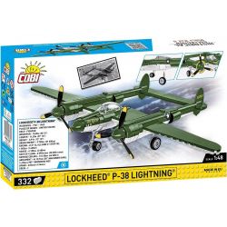 COBI 5882 MÁY BAY CHIẾN ĐẤU P-38 CỦA MỸ tỷ lệ 1:48 bộ đồ chơi xếp lắp ráp ghép mô hình Military Army LOCKHEED P-38 LIGHTNING Quân Sự Bộ Đội 332 khối
