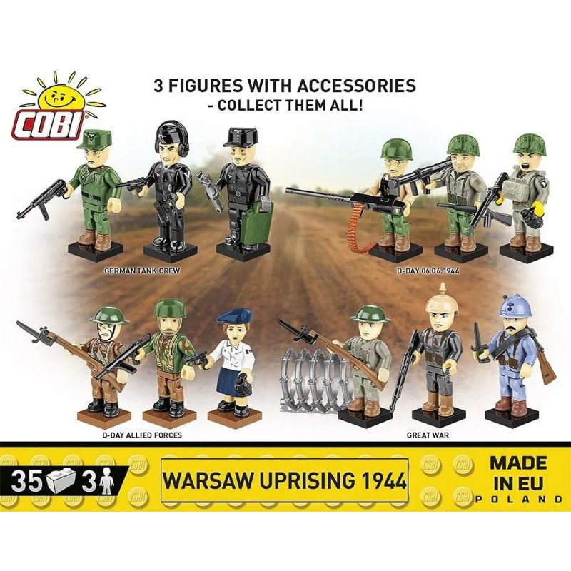 COBI 2057 CUỘC NỔI DẬY Ở THỦ ĐÔ bộ đồ chơi xếp lắp ráp ghép mô hình Military Army WARSAW UPRISING 1944 Quân Sự Bộ Đội 35 khối