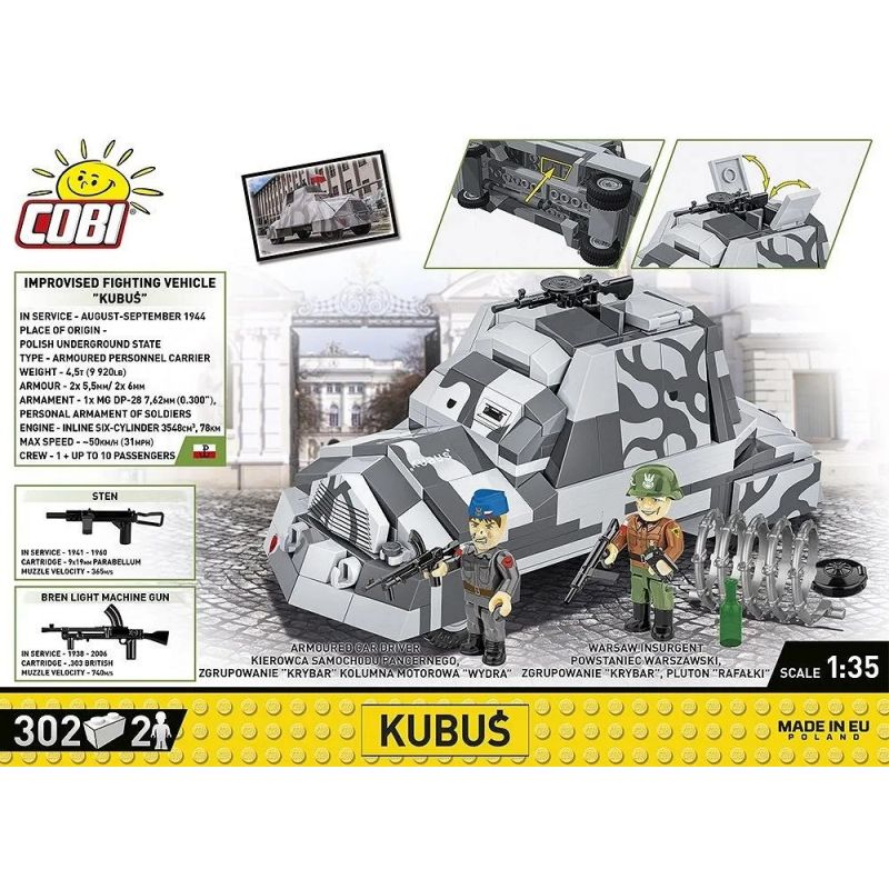 COBI 3114 XE BỌC THÉP NỔI DẬY WARSAW GẤU NHỎ tỷ lệ 1:35 bộ đồ chơi xếp lắp ráp ghép mô hình Military Army KUBUŚ Quân Sự Bộ Đội 302 khối