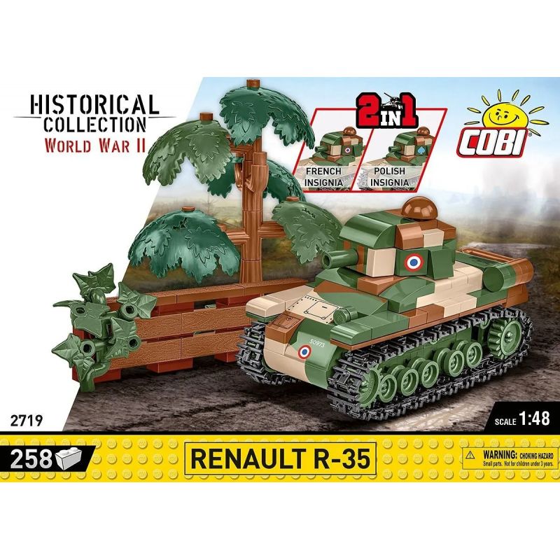 COBI 2719 XE TĂNG HẠNG NHẸ RENAULT R-35 tỷ lệ 1:48 bộ đồ chơi xếp lắp ráp ghép mô hình Military Army Quân Sự Bộ Đội 258 khối