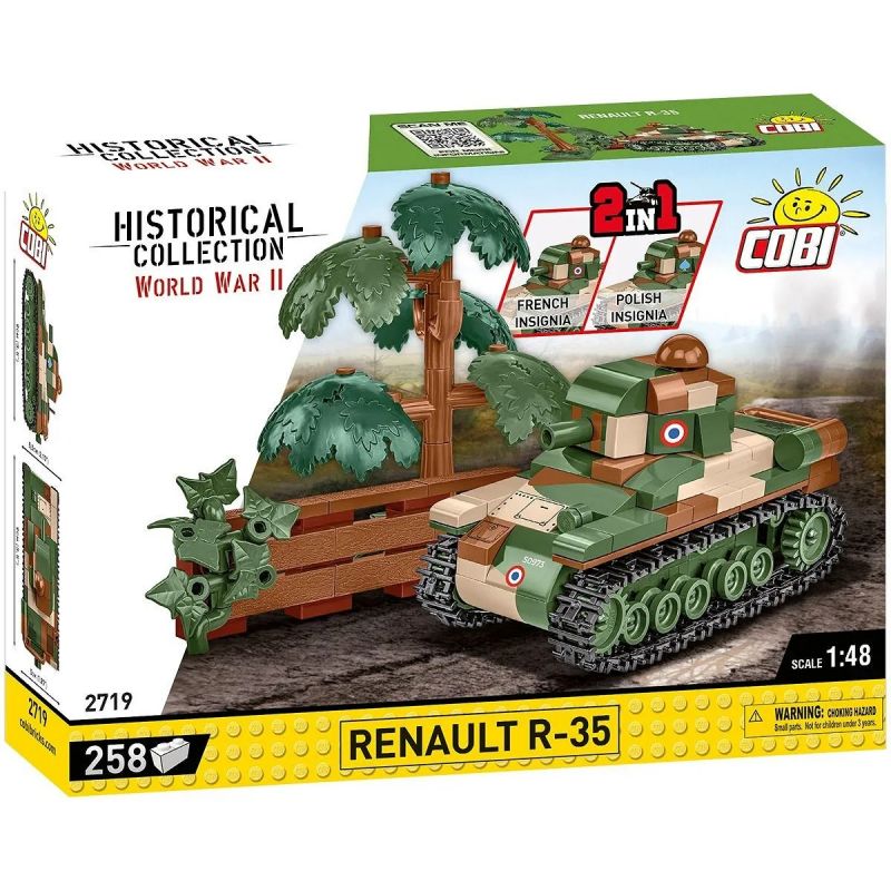 COBI 2719 XE TĂNG HẠNG NHẸ RENAULT R-35 tỷ lệ 1:48 bộ đồ chơi xếp lắp ráp ghép mô hình Military Army Quân Sự Bộ Đội 258 khối