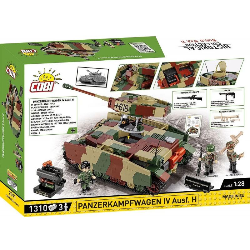 COBI 2591 THIẾT GIÁP IV tỷ lệ 1:28 bộ đồ chơi xếp lắp ráp ghép mô hình Military Army PANZERKAMPFWAGEN IV AUSF. H - LIMITED EDITION Quân Sự Bộ Đội 1310 khối