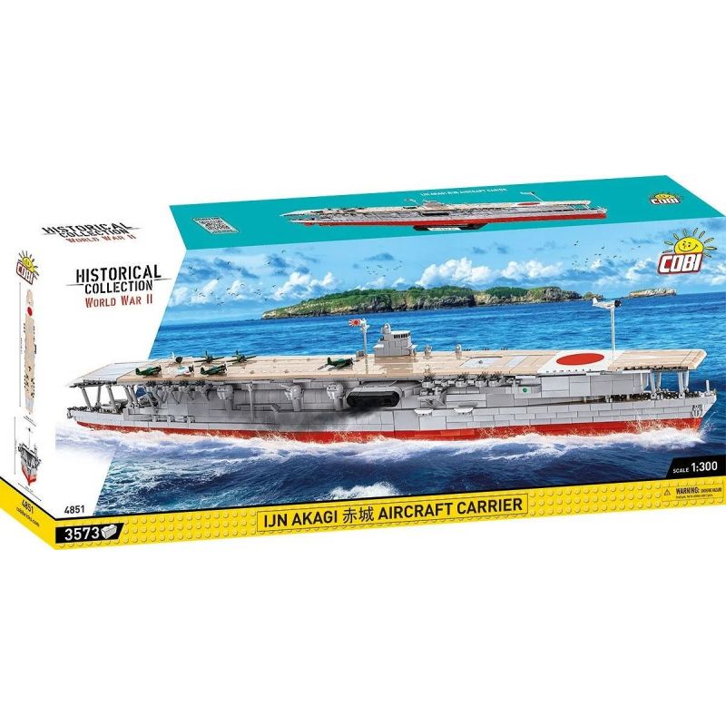 COBI 4851 TÀU SÂN BAY AKAGI CỦA NHẬT BẢN tỷ lệ 1:300 bộ đồ chơi xếp lắp ráp ghép mô hình Military Army IJN AKAGI AIRCRAFT CARRIER Quân Sự Bộ Đội 3573 khối