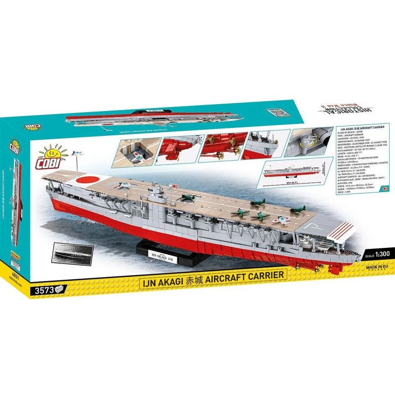 COBI 4851 TÀU SÂN BAY AKAGI CỦA NHẬT BẢN tỷ lệ 1:300 bộ đồ chơi xếp lắp ráp ghép mô hình Military Army IJN AKAGI AIRCRAFT CARRIER Quân Sự Bộ Đội 3573 khối