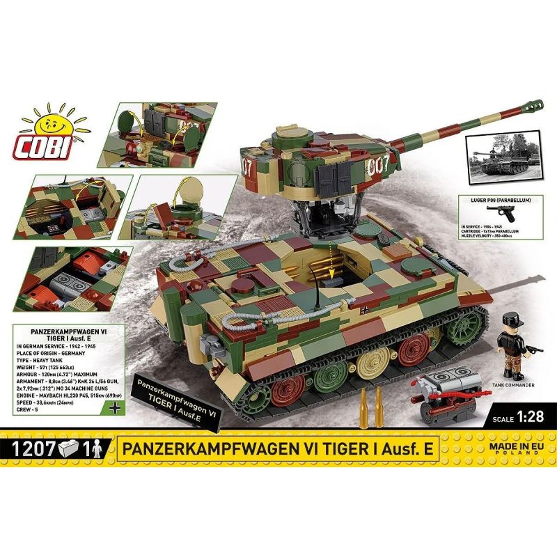 COBI 2587 XE TĂNG TIGER tỷ lệ 1:28 bộ đồ chơi xếp lắp ráp ghép mô hình Military Army PANZERKAMPFWAGEN VI TIGER AUSF. - EXECUTIVE EDITION Quân Sự Bộ Đội 1207 khối