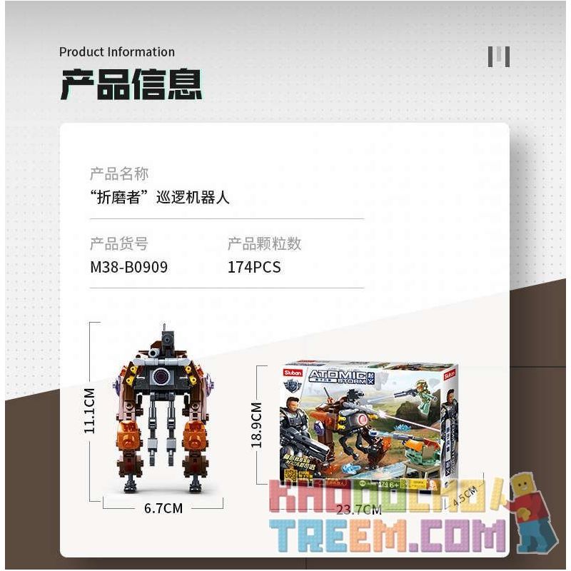 SLUBAN M38-B0909 B0909 0909 M38B0909 38-B0909 non  ROBOT TUẦN TRA "THE TORMENTOR" bộ đồ chơi xếp lắp ráp ghép mô hình ATOMIC STORM 174 khối