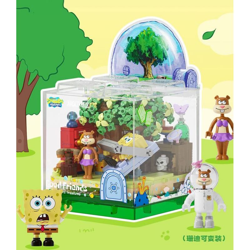 AREA-X AB0053 0053 SPONGEBOB FRIENDS BOX2.0 NGÔI NHÀ MÁI VÒM TRÊN CÂY bộ đồ chơi xếp lắp ráp ghép mô hình Movie & Game GOOD FRIENDS Phim Và Trò Chơi