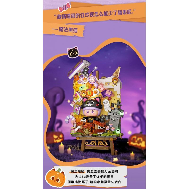 LOZ 4116 TRANH 3D MÈO ĐEN THẦN KỲ bộ đồ chơi xếp lắp ráp ghép mô hình Art