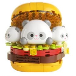 JAKI MK017 NHẬT KÝ ẨM THỰC BURGER CHUBBY PANDA bộ đồ chơi xếp lắp ráp ghép mô hình HAMBURG