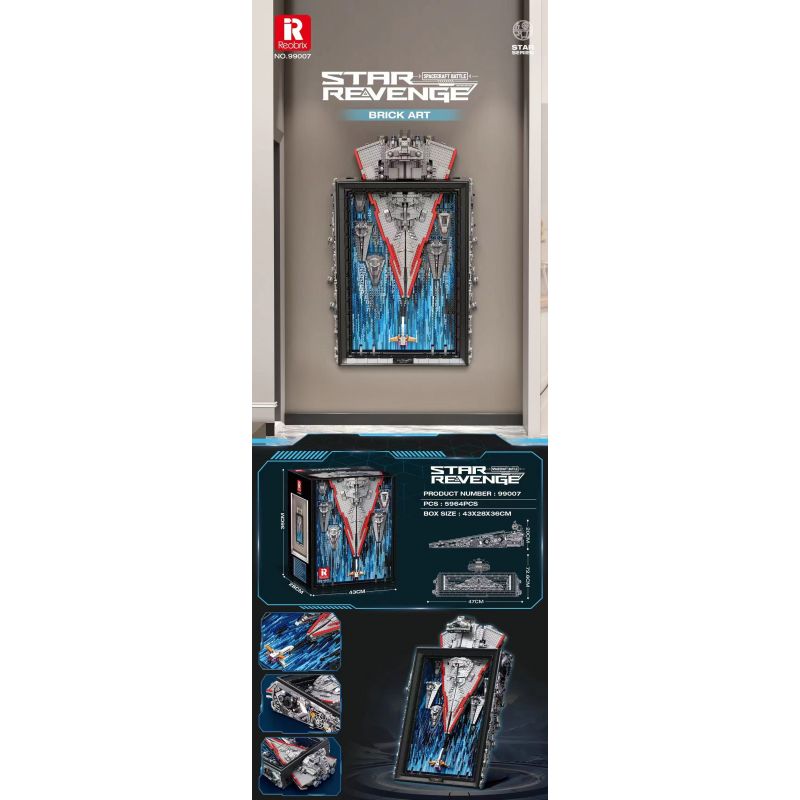 REOBRIX 99007 BỨC TRANH 3D VỀ KẺ HỦY DIỆT GIỮA CÁC VÌ SAO bộ đồ chơi xếp lắp ráp ghép mô hình Star Wars STAR REVENGE ART DRAWINGS Chiến Tranh Giữa Các Vì Sao 5964 khối