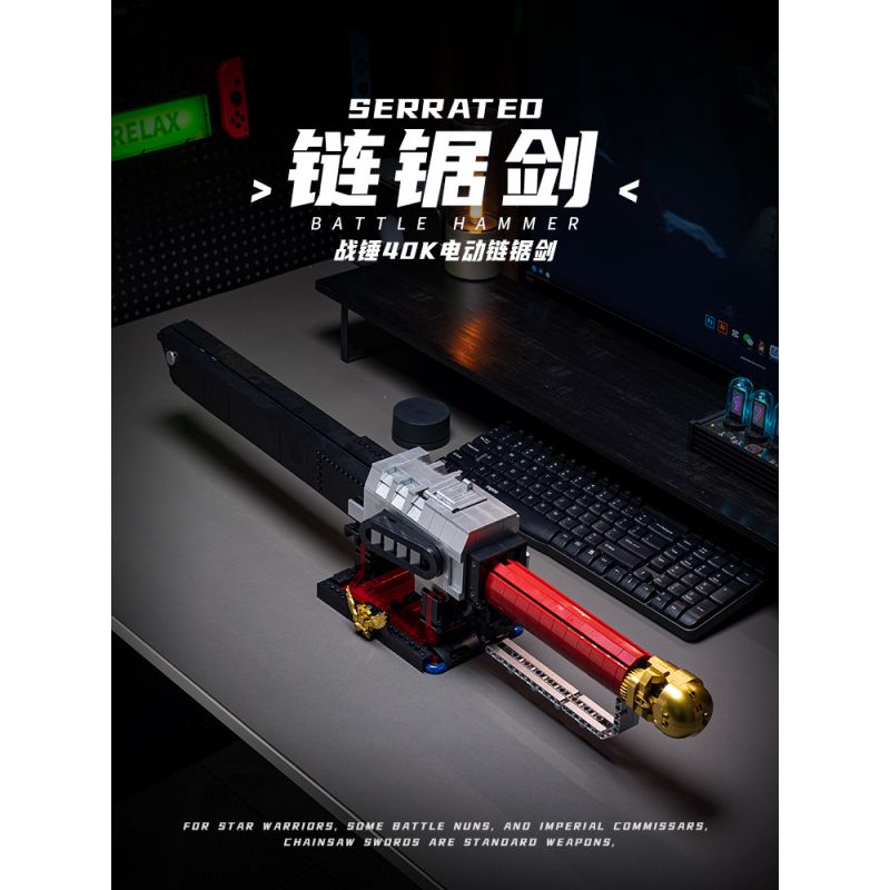 SMALL ANGLE JD028 WARHAMMER 40.000 XÍCH KIẾM ĐIỆN bộ đồ chơi xếp lắp ráp ghép mô hình Movie & Game SERRATED BATTLE HAMMER Phim Và Trò Chơi 1818 khối
