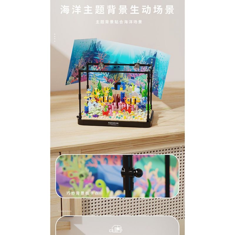 TAKUGI T4001 4001 BỂ CÁ SAN HÔ HỀ bộ đồ chơi xếp lắp ráp ghép mô hình AQUARIUM 568 khối