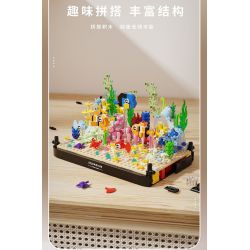 TAKUGI T4001 4001 BỂ CÁ SAN HÔ HỀ bộ đồ chơi xếp lắp ráp ghép mô hình AQUARIUM 568 khối