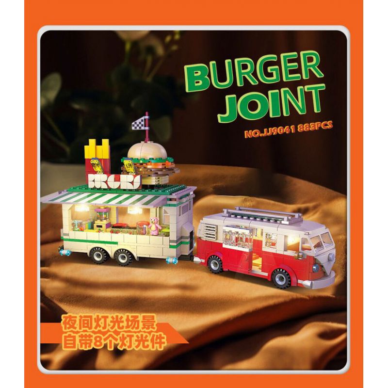 JIESTAR JJ9041 9041 XE BURGER CỔ ĐIỂN bộ đồ chơi xếp lắp ráp ghép mô hình City BURGER JOINT Thành Phố 883 khối