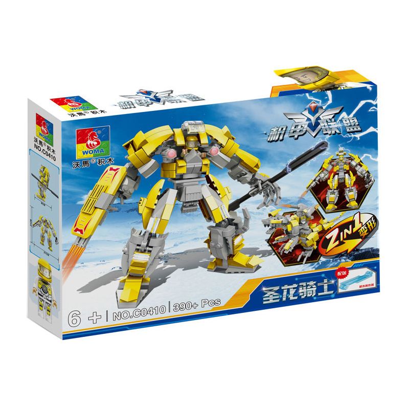 WOMA C0410 0410 LIÊN MINH MECHA HIỆP SĨ RỒNG THÁNH bộ đồ chơi xếp lắp ráp ghép mô hình 390 khối