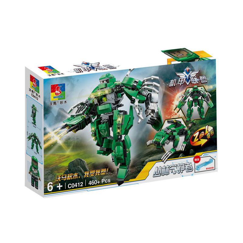 WOMA C0412 0412 MECHA LEAGUE NGƯỜI BẢO VỆ RỪNG XANH bộ đồ chơi xếp lắp ráp ghép mô hình 460 khối