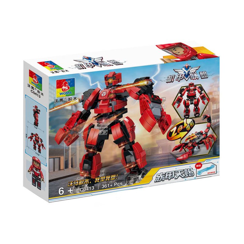 WOMA C0413 0413 LIÊN MINH MECHA BỌ CẠP BỌC THÉP ĐỎ bộ đồ chơi xếp lắp ráp ghép mô hình 361 khối