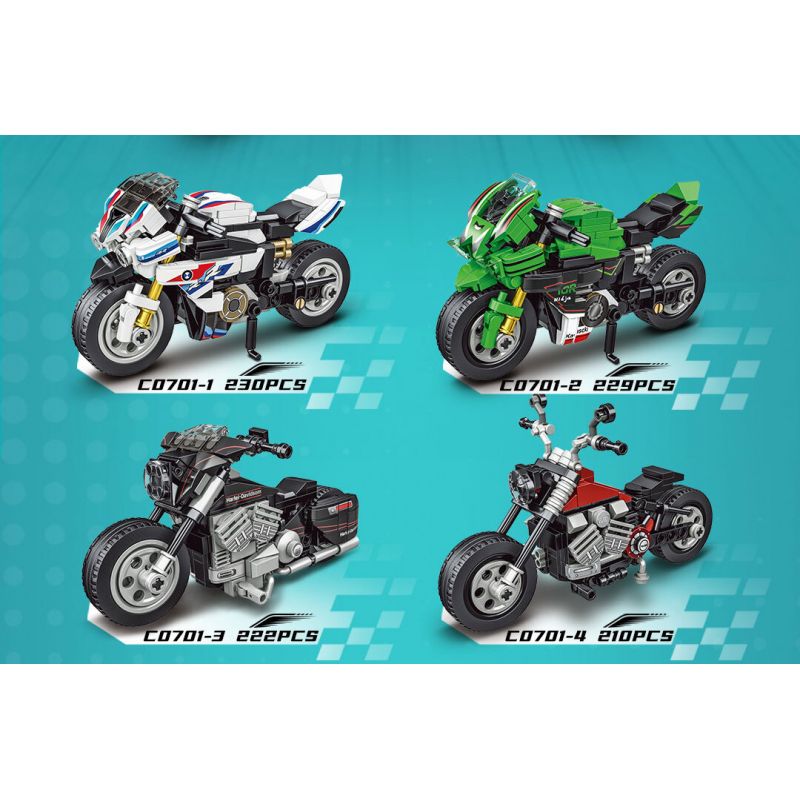 WOMA C0701 0701 XE MÁY 4 MẪU bộ đồ chơi xếp lắp ráp ghép mô hình Technic Kỹ Thuật Công Nghệ Cao Mô Hình Phương Tiện 891 khối