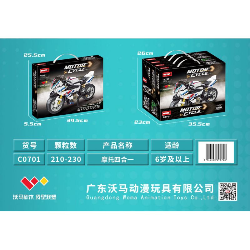 WOMA C0701 0701 XE MÁY 4 MẪU bộ đồ chơi xếp lắp ráp ghép mô hình Technic Kỹ Thuật Công Nghệ Cao Mô Hình Phương Tiện 891 khối