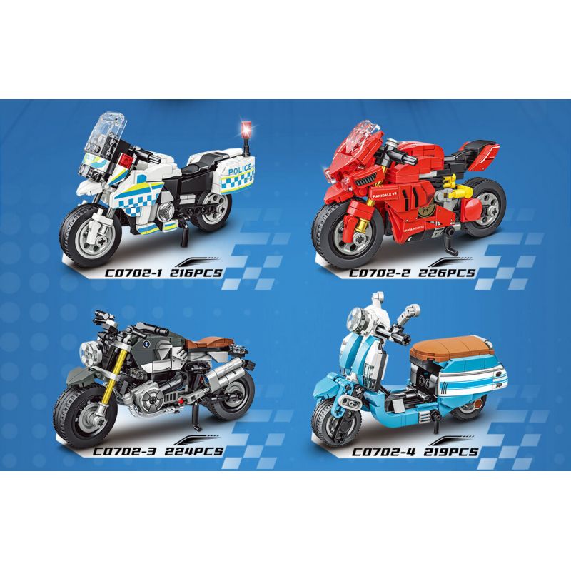 WOMA C0702 0702 XE MÁY 4 MẪU bộ đồ chơi xếp lắp ráp ghép mô hình Technic Kỹ Thuật Công Nghệ Cao Mô Hình Phương Tiện 885 khối